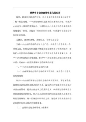 财务软件在中小企业管理的应用现状与财务管理信息化分析